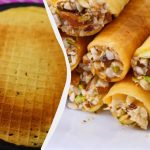 Tuburi de vafe crocante cu lapte condensat, smântână și nuci: